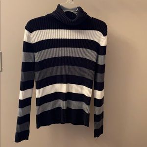 Sonoma Striped Ribbed Turtleneck Sweater
